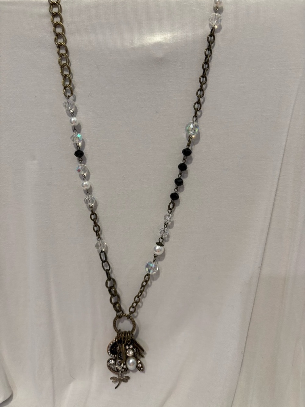 Plunder Clear and Black Mixed Charm Necklace